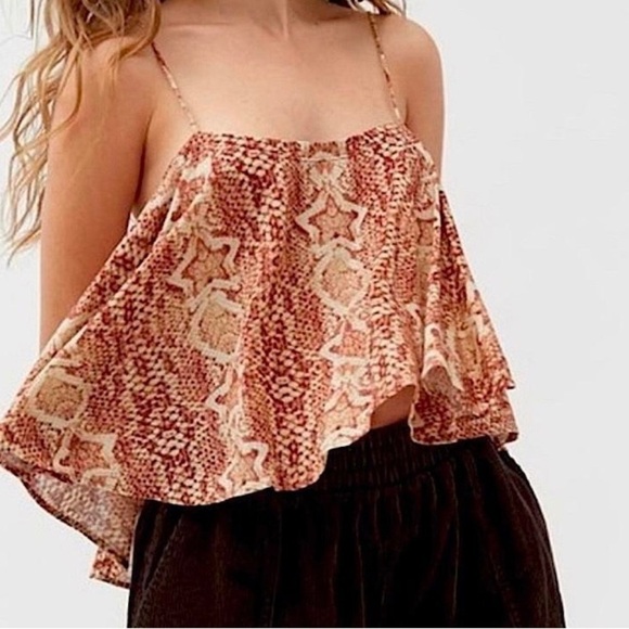 NWT Urban Outfitters Red/Brown Snakeskin Print Swing Cami size S-P - Picture 1 of 12